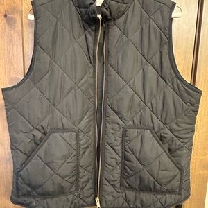 J. Crew Black Quilted Zip Vest with Gold-Tone Zipper